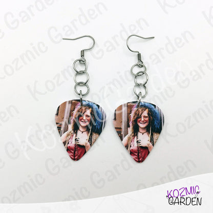Janis Joplin Guitar Pick Earrings | Colorful Psychedelic 60s Hippie Rock Jewelry