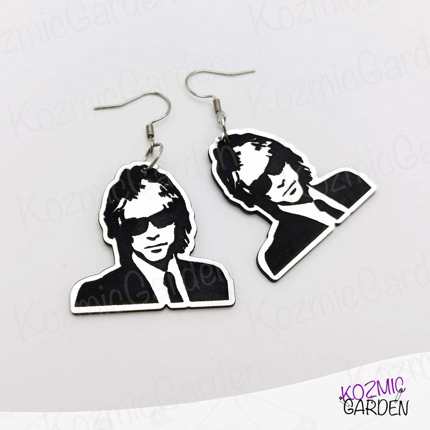 Jon Bon Jovi Earrings – Engraved on Silver Acrylic, Inspired by the Crush Album Era