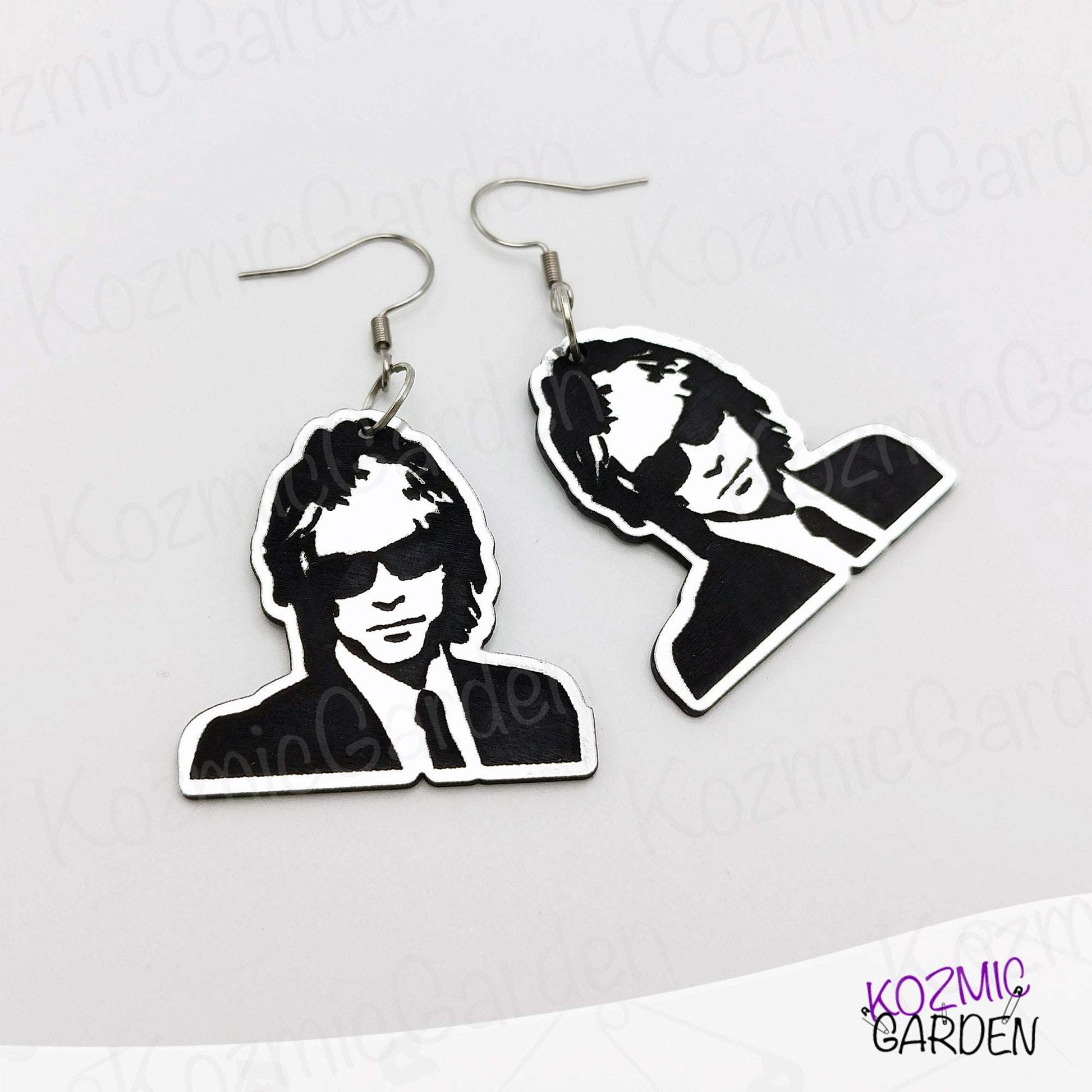 Jon Bon Jovi Earrings – Engraved on Silver Acrylic, Inspired by the Crush Album Era