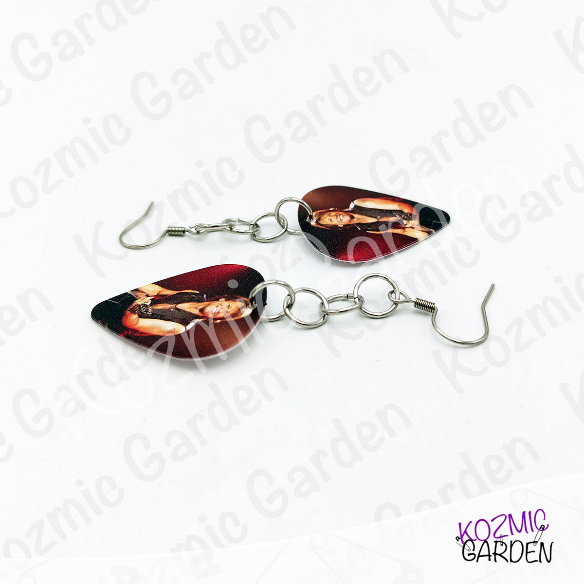Jon Bon Jovi Guitar Pick Earrings | Rock Dangle Earrings for 80s Rock Fans