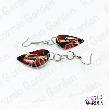 Jon Bon Jovi Guitar Pick Earrings | Rock Dangle Earrings for 80s Rock Fans