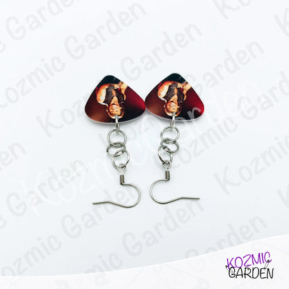 Jon Bon Jovi Guitar Pick Earrings | Rock Dangle Earrings for 80s Rock Fans