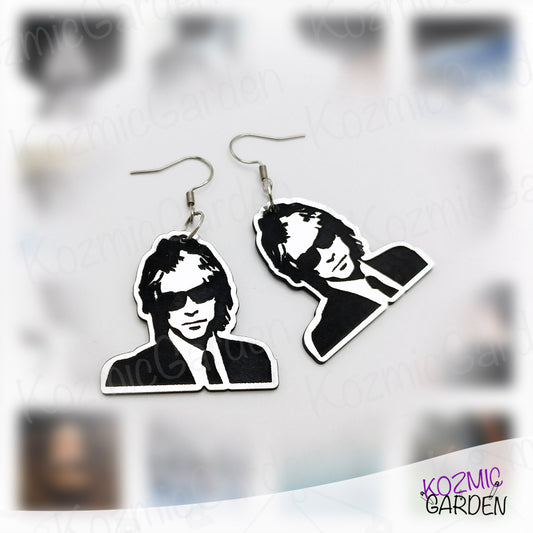 Jon Bon Jovi Earrings – Engraved on Silver Acrylic, Inspired by the Crush Album Era