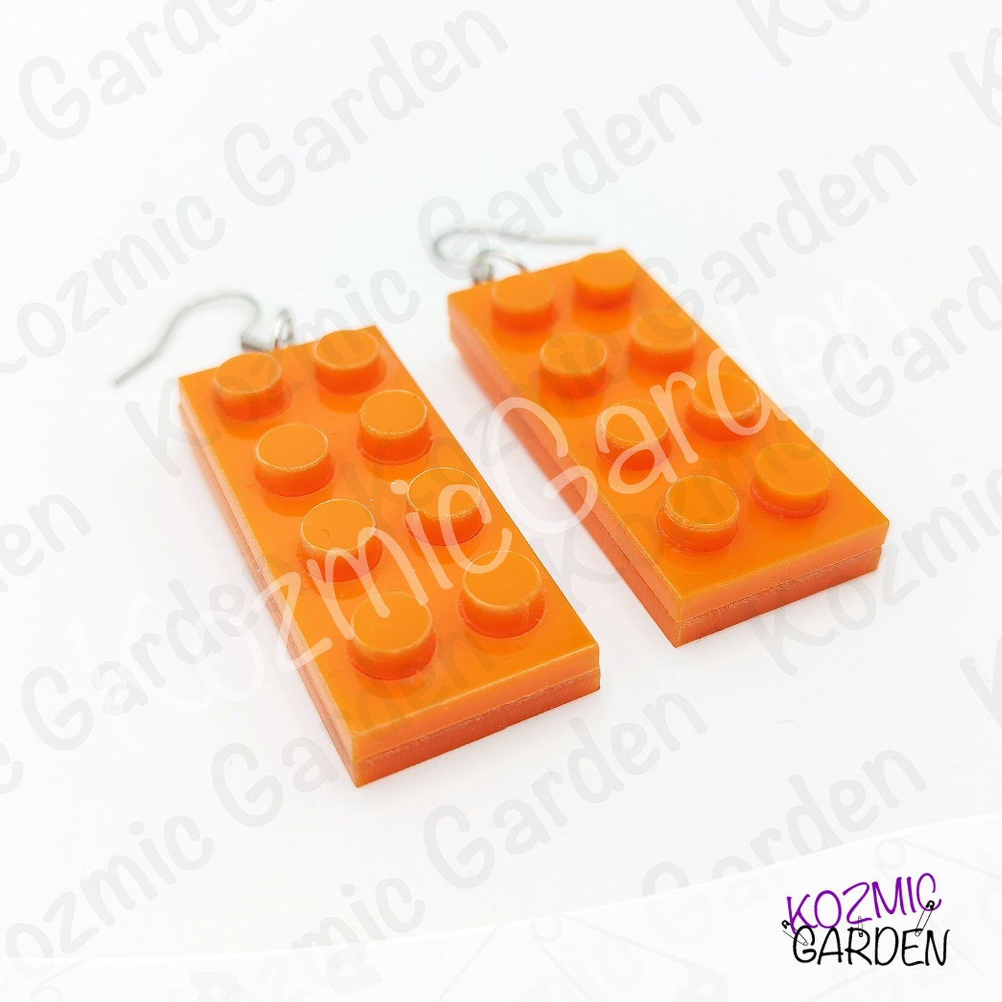 Lego Style Block Earrings | Funny Playful Building Brick Dangles