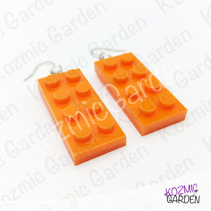 Lego Style Block Earrings | Funny Playful Building Brick Dangles
