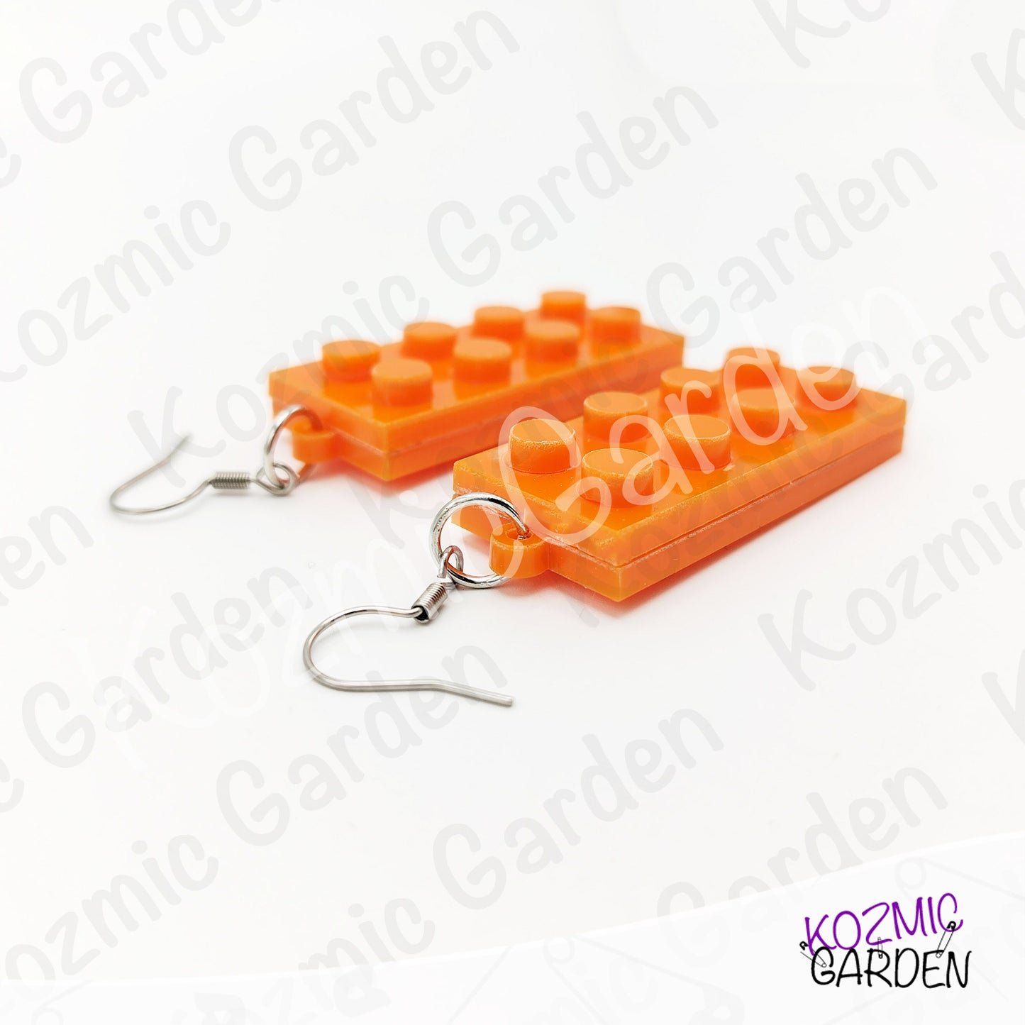 Lego Style Block Earrings | Funny Playful Building Brick Dangles