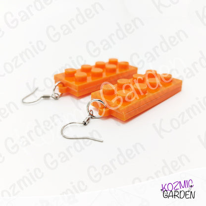 Lego Style Block Earrings | Funny Playful Building Brick Dangles