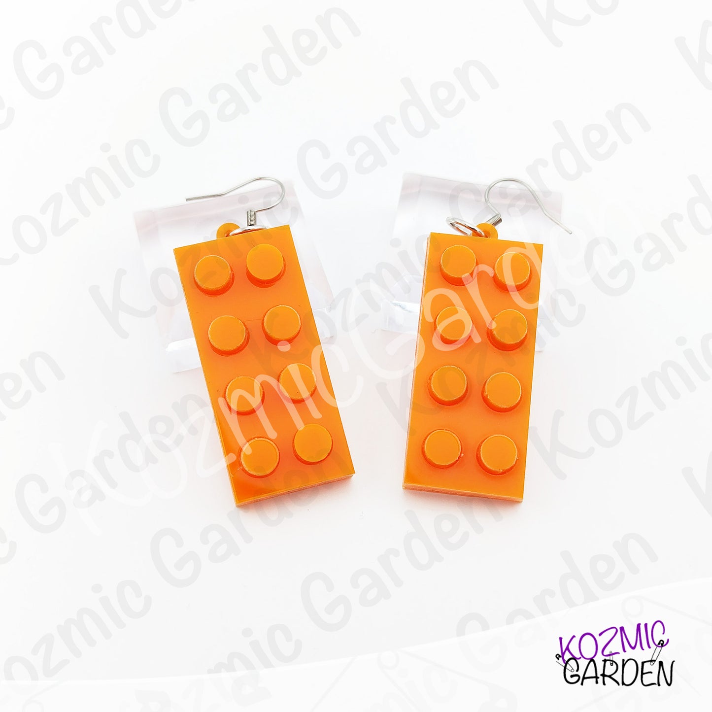 Lego Style Block Earrings | Funny Playful Building Brick Dangles