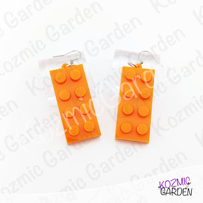 Lego Style Block Earrings | Funny Playful Building Brick Dangles