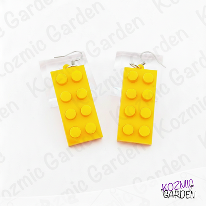 Lego Style Block Earrings | Funny Playful Building Brick Dangles