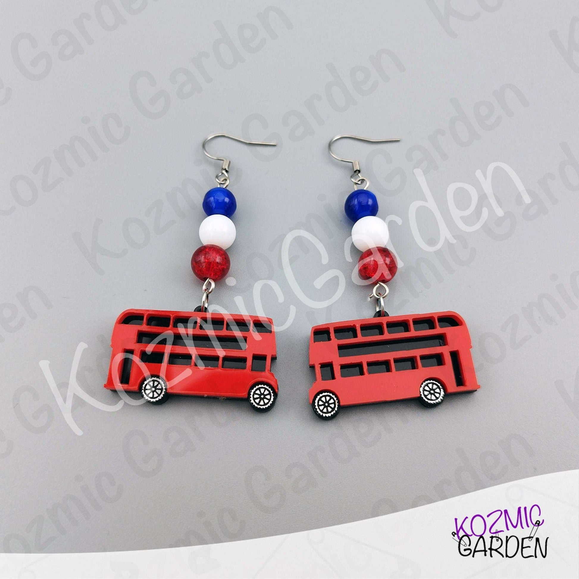 London Bus Earrings — Red Double Decker Acrylic Very British Earrings