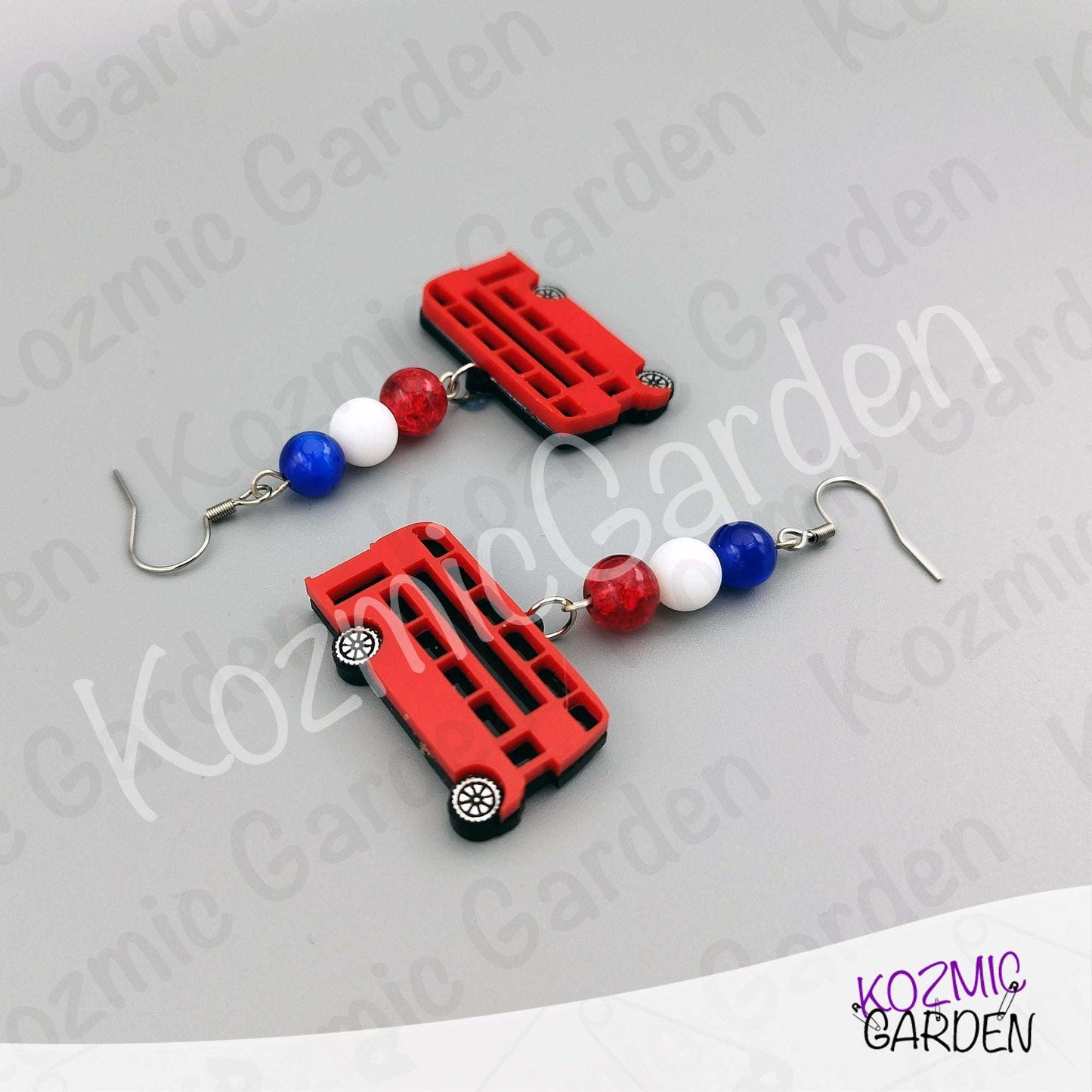 London Bus Earrings — Red Double Decker Acrylic Very British Earrings