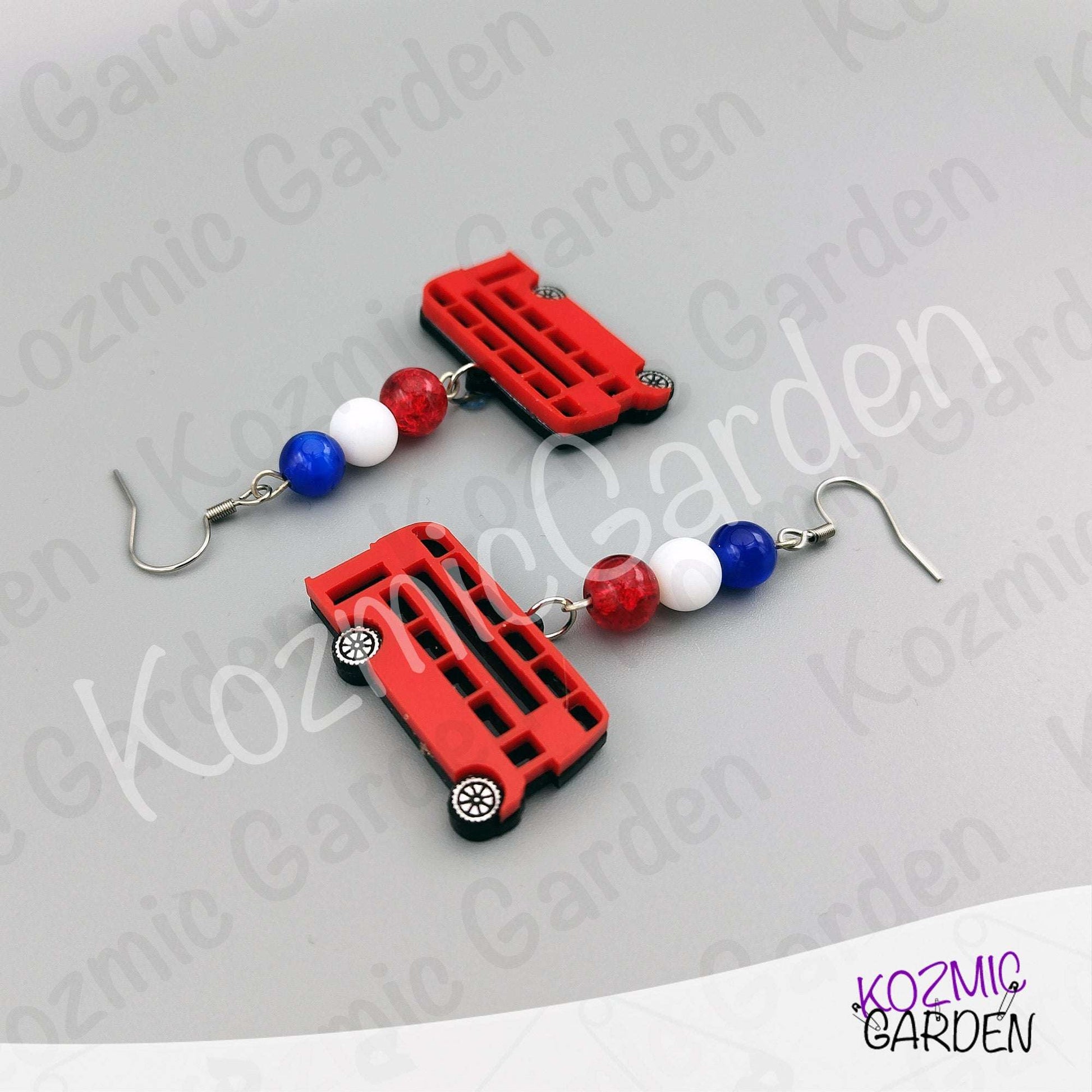London Bus Earrings — Red Double Decker Acrylic Very British Earrings