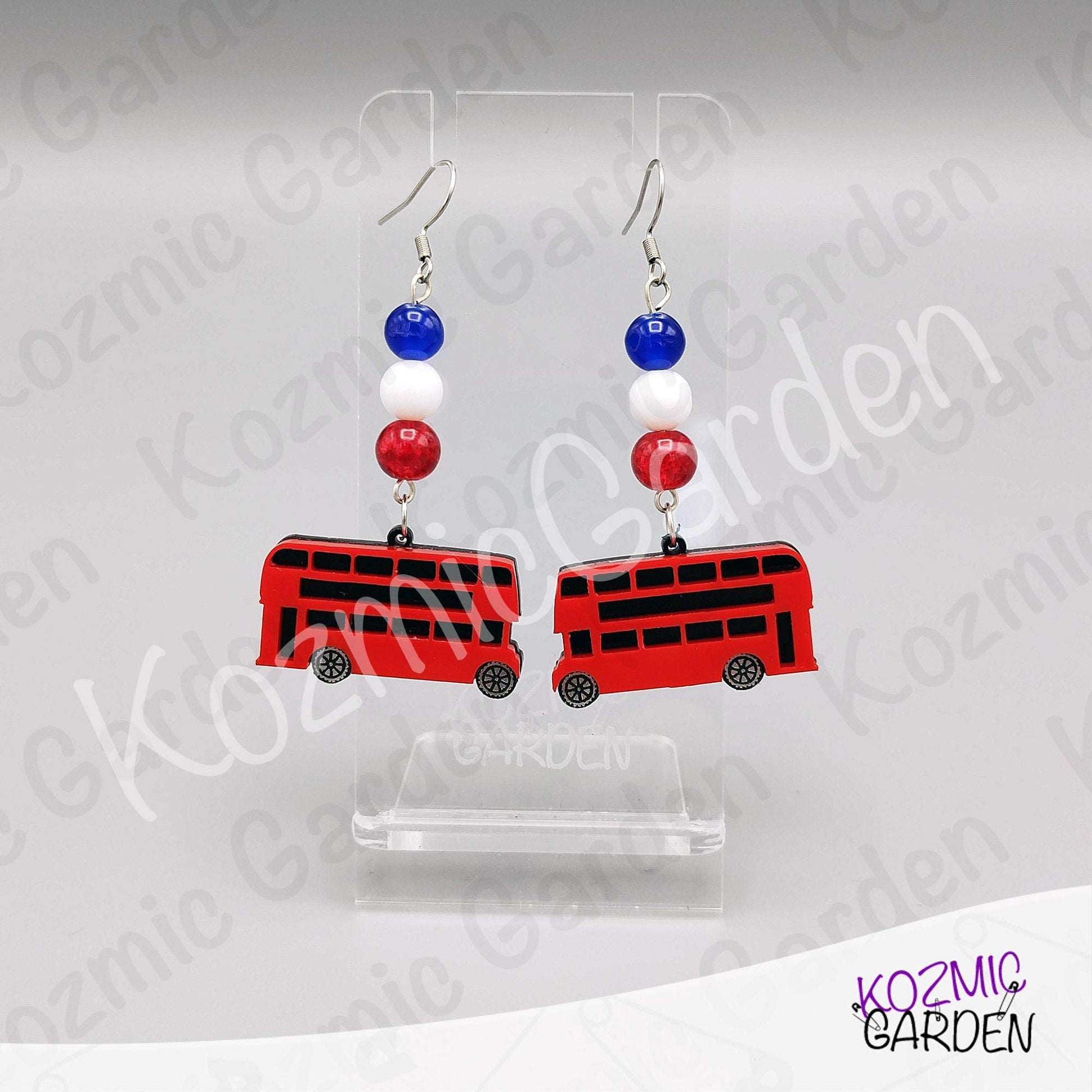 London Bus Earrings — Red Double Decker Acrylic Very British Earrings