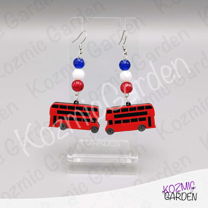 London Bus Earrings — Red Double Decker Acrylic Very British Earrings