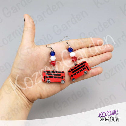 London Bus Earrings — Red Double Decker Acrylic Very British Earrings