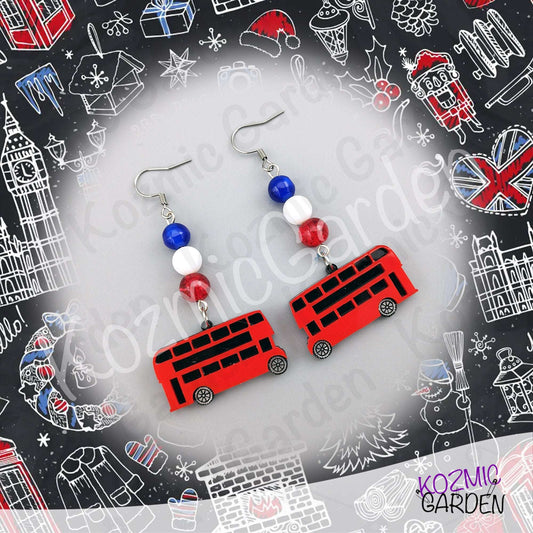 London Bus Earrings — Red Double Decker Acrylic Very British Earrings