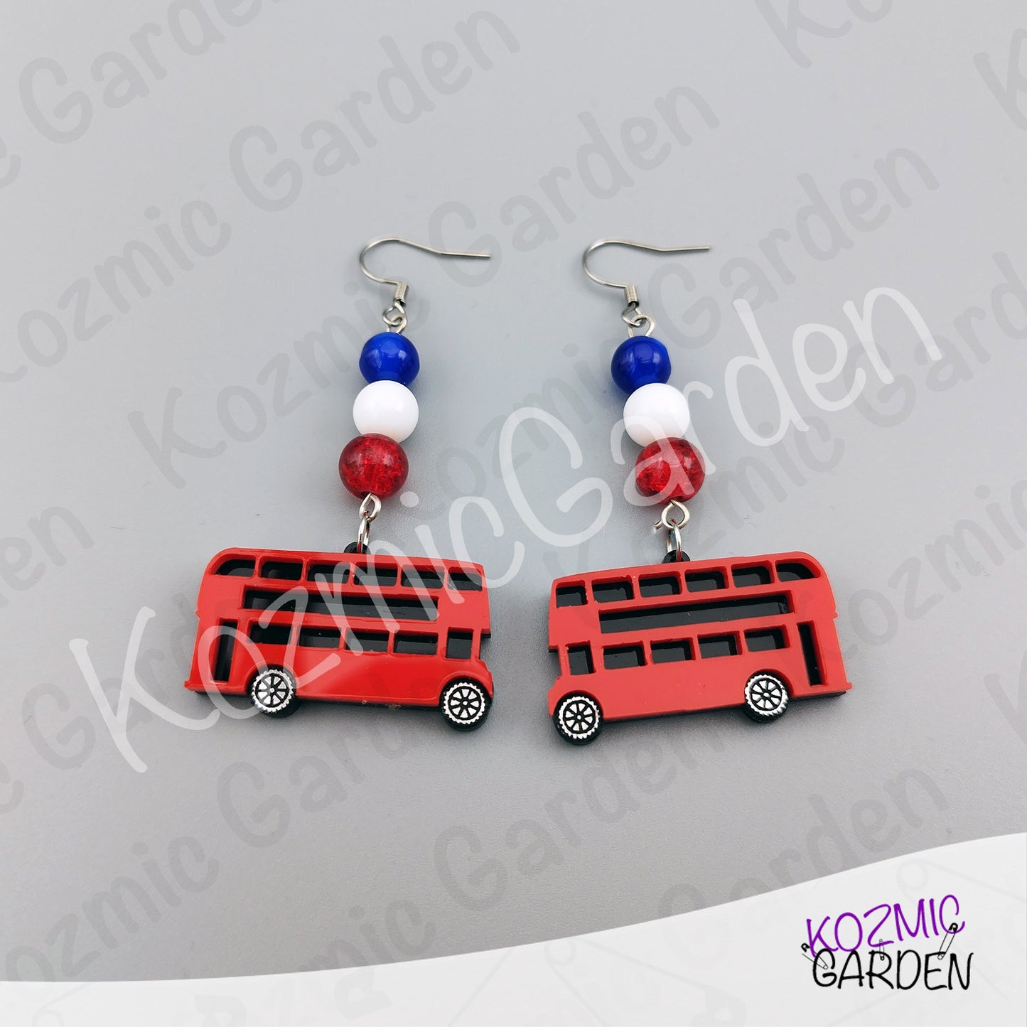 London Bus Earrings — Red Double Decker Acrylic Very British Earrings