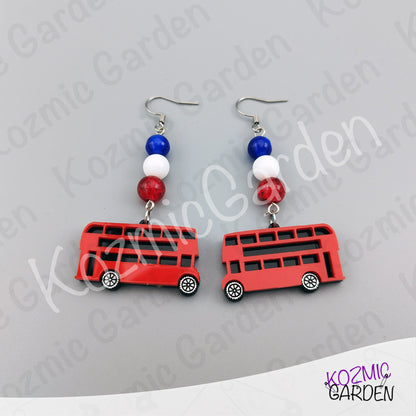 London Bus Earrings — Red Double Decker Acrylic Very British Earrings