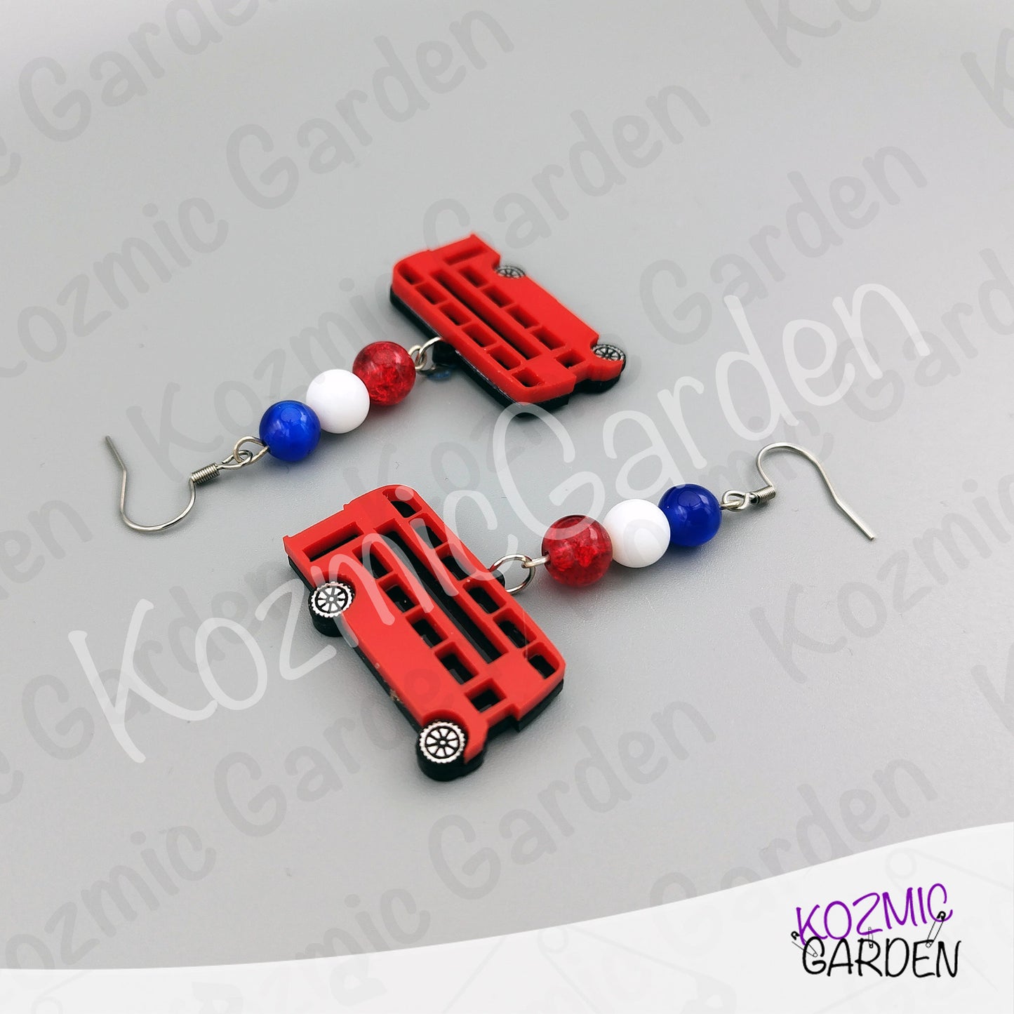 London Bus Earrings — Red Double Decker Acrylic Very British Earrings