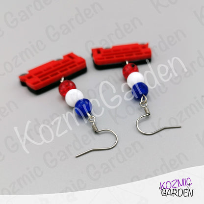 London Bus Earrings — Red Double Decker Acrylic Very British Earrings