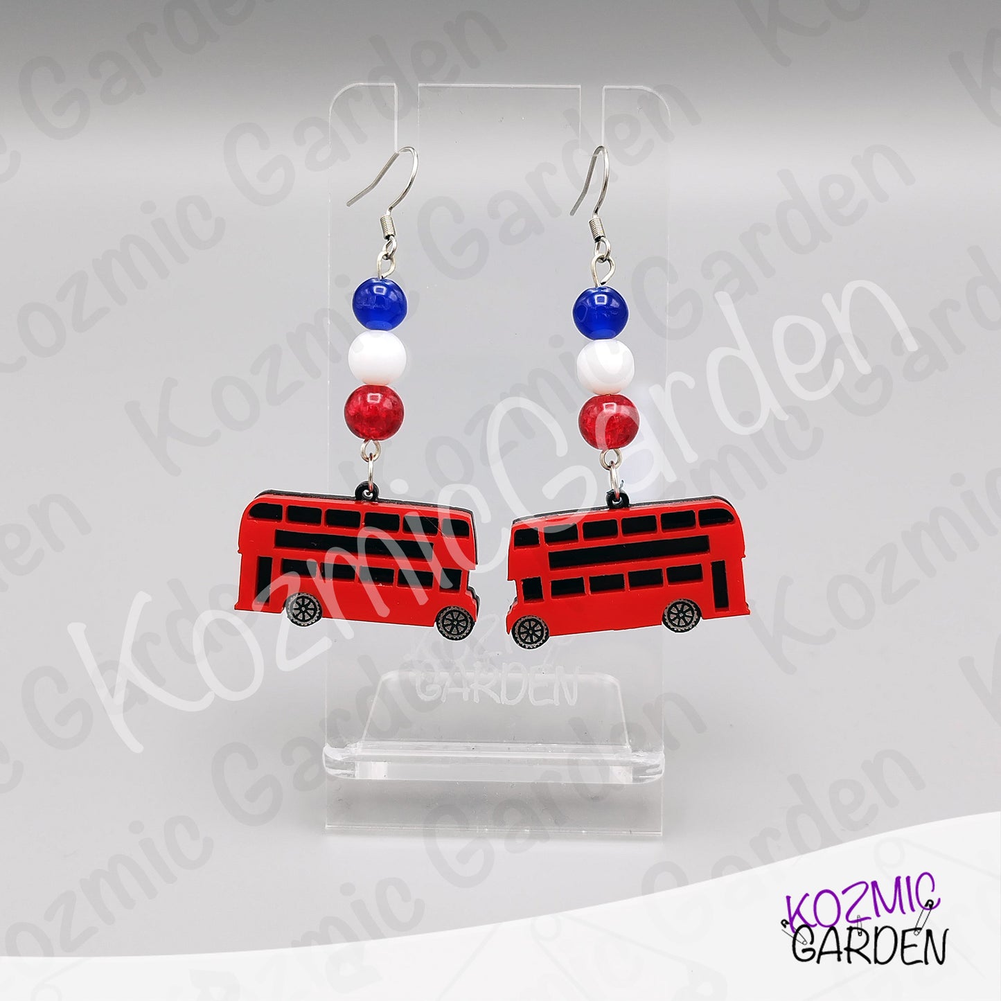 London Bus Earrings — Red Double Decker Acrylic Very British Earrings