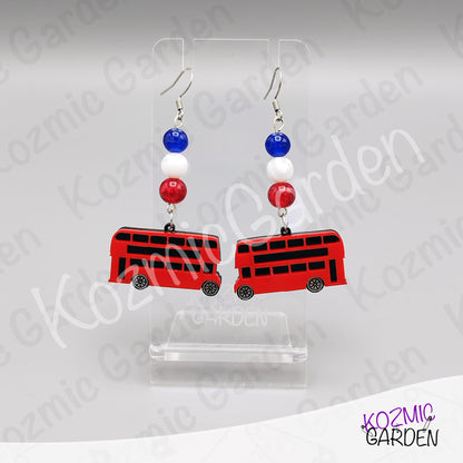 London Bus Earrings — Red Double Decker Acrylic Very British Earrings