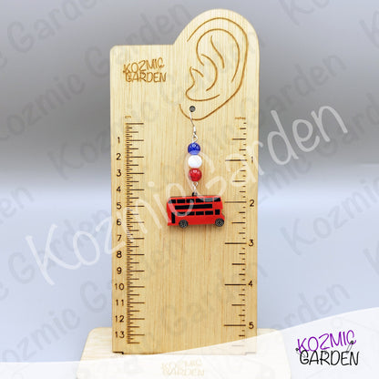 London Bus Earrings — Red Double Decker Acrylic Very British Earrings