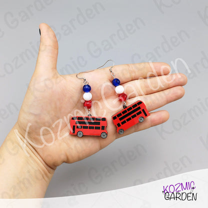 London Bus Earrings — Red Double Decker Acrylic Very British Earrings