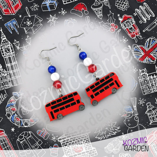 London Bus Earrings — Red Double Decker Acrylic Very British Earrings