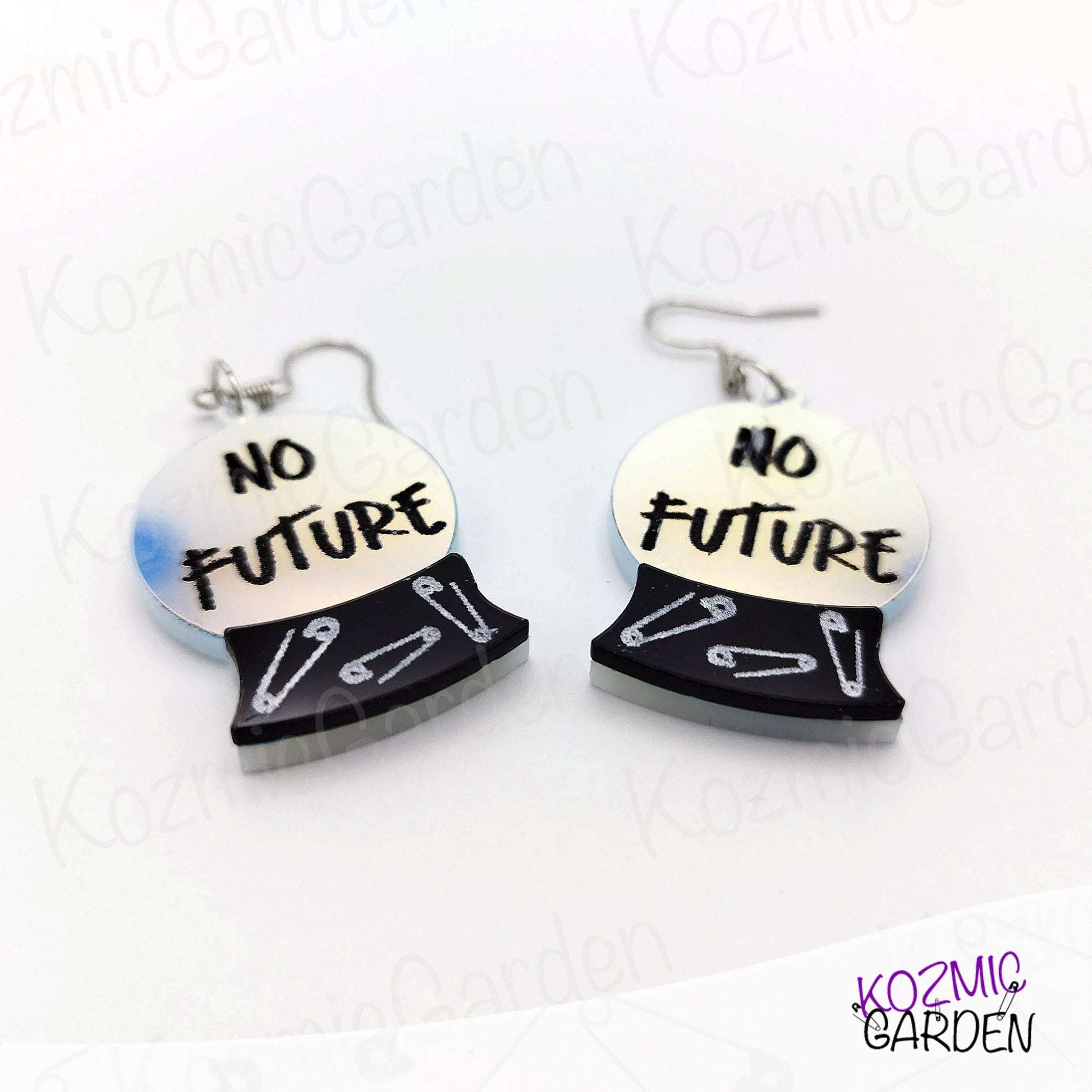 "NO FUTURE" CRYSTAL BALL EARRINGS | Dare to Be a Punk Witch