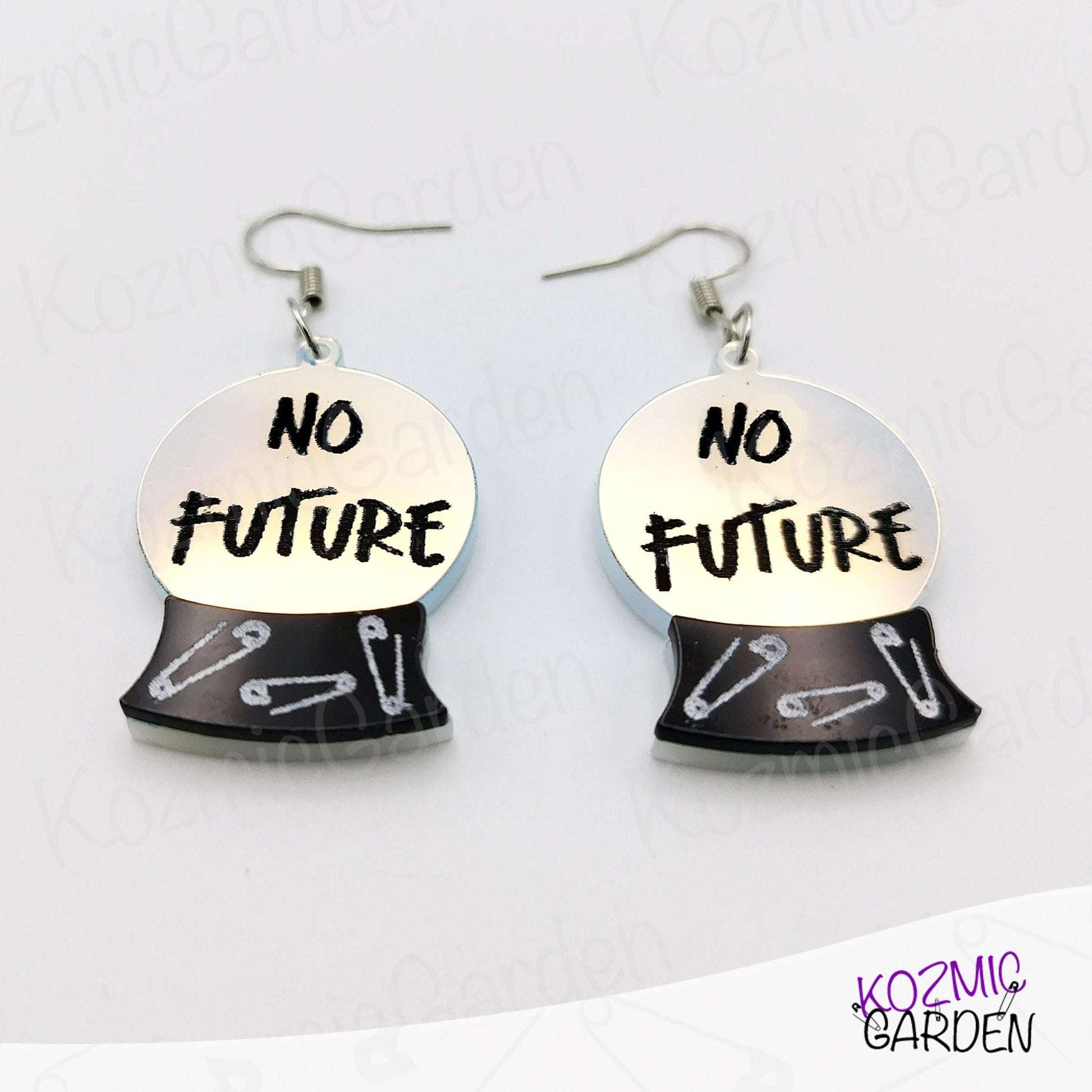 "NO FUTURE" CRYSTAL BALL EARRINGS | Dare to Be a Punk Witch