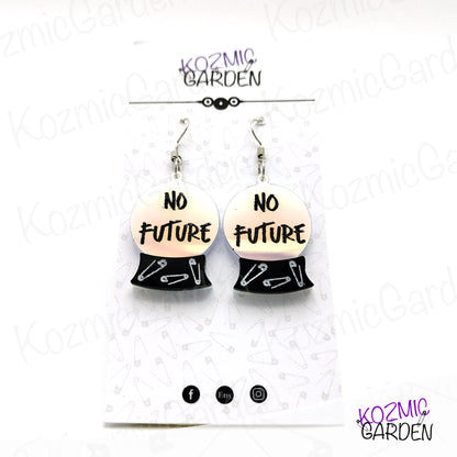 "NO FUTURE" CRYSTAL BALL EARRINGS | Dare to Be a Punk Witch