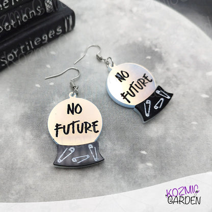 "NO FUTURE" CRYSTAL BALL EARRINGS | Dare to Be a Punk Witch