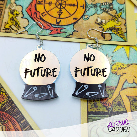 "NO FUTURE" CRYSTAL BALL EARRINGS | Dare to Be a Punk Witch