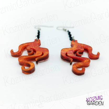 Orange Magic Flame Earrings | Fantasy Jewelry