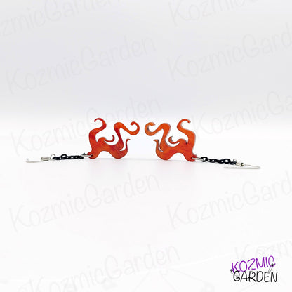 Orange Magic Flame Earrings | Fantasy Jewelry