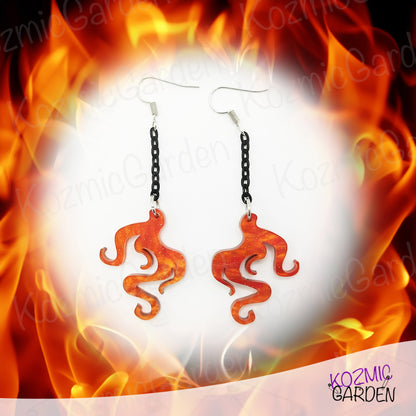 Orange Magic Flame Earrings | Fantasy Jewelry