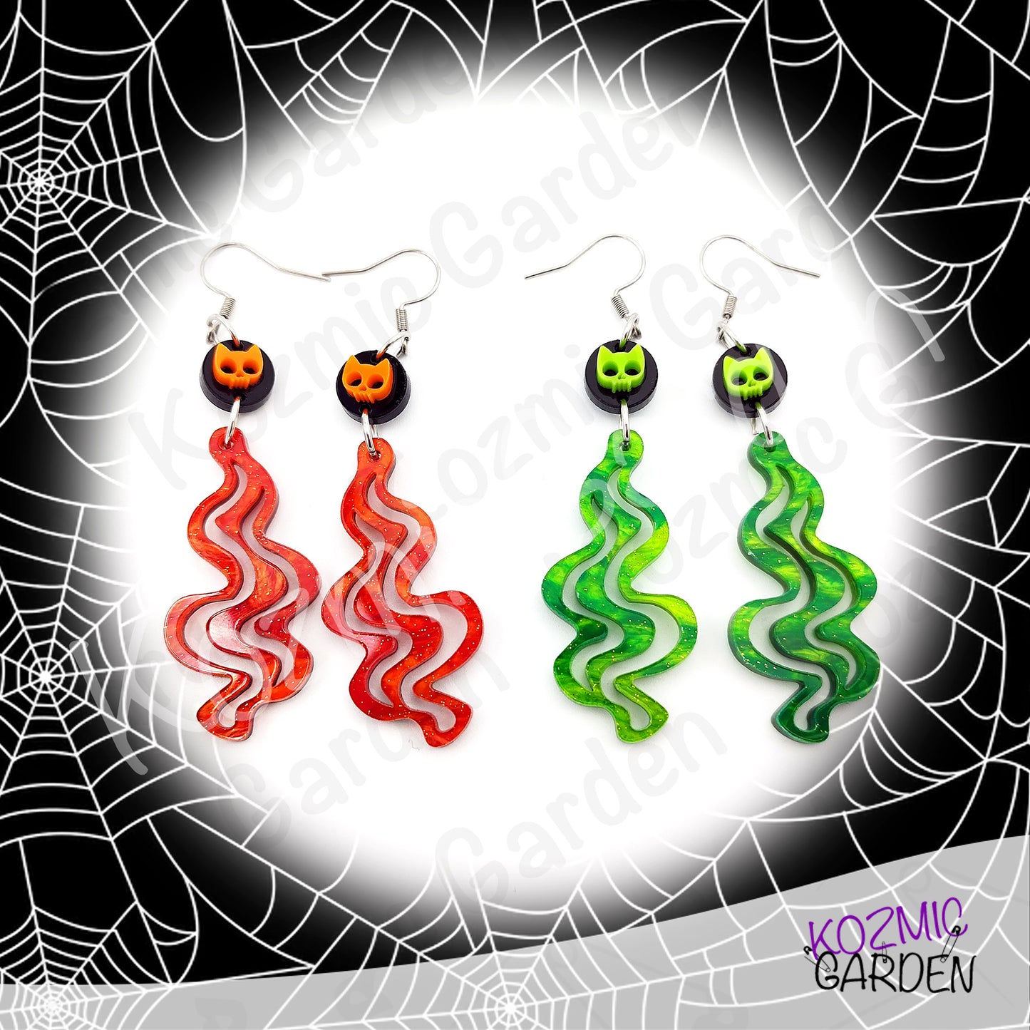 Cat-Sith Magic Smoke Earrings! – Mismatched Halloween Witchy Dangles