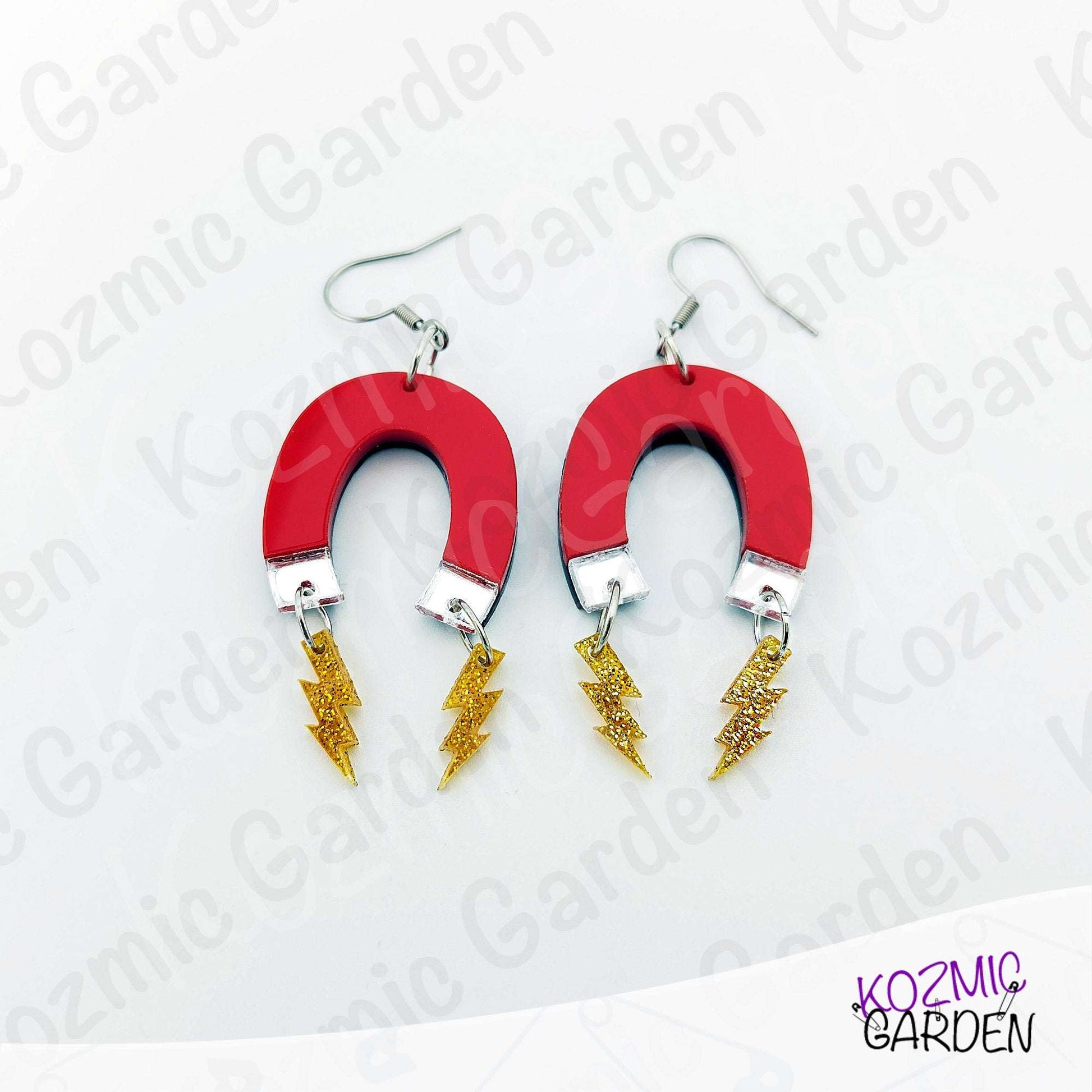 Red Magnet Earrings with Lightning Bolts | Let these earrings attract you!