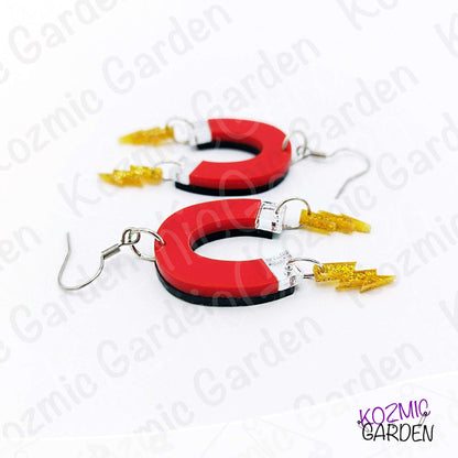 Red Magnet Earrings with Lightning Bolts | Let these earrings attract you!