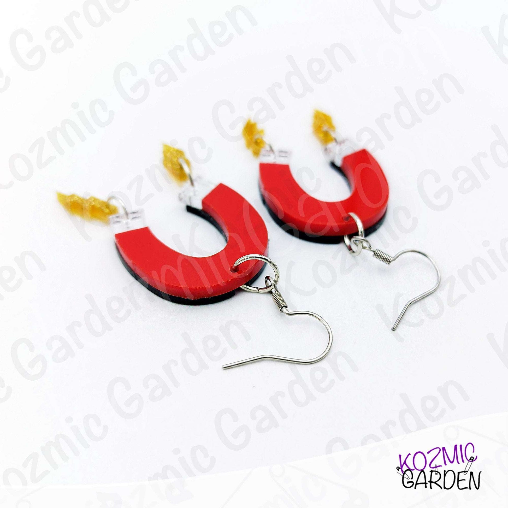 Red Magnet Earrings with Lightning Bolts | Let these earrings attract you!