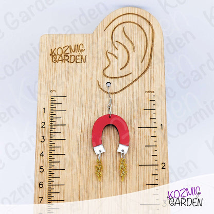 Red Magnet Earrings with Lightning Bolts | Let these earrings attract you!