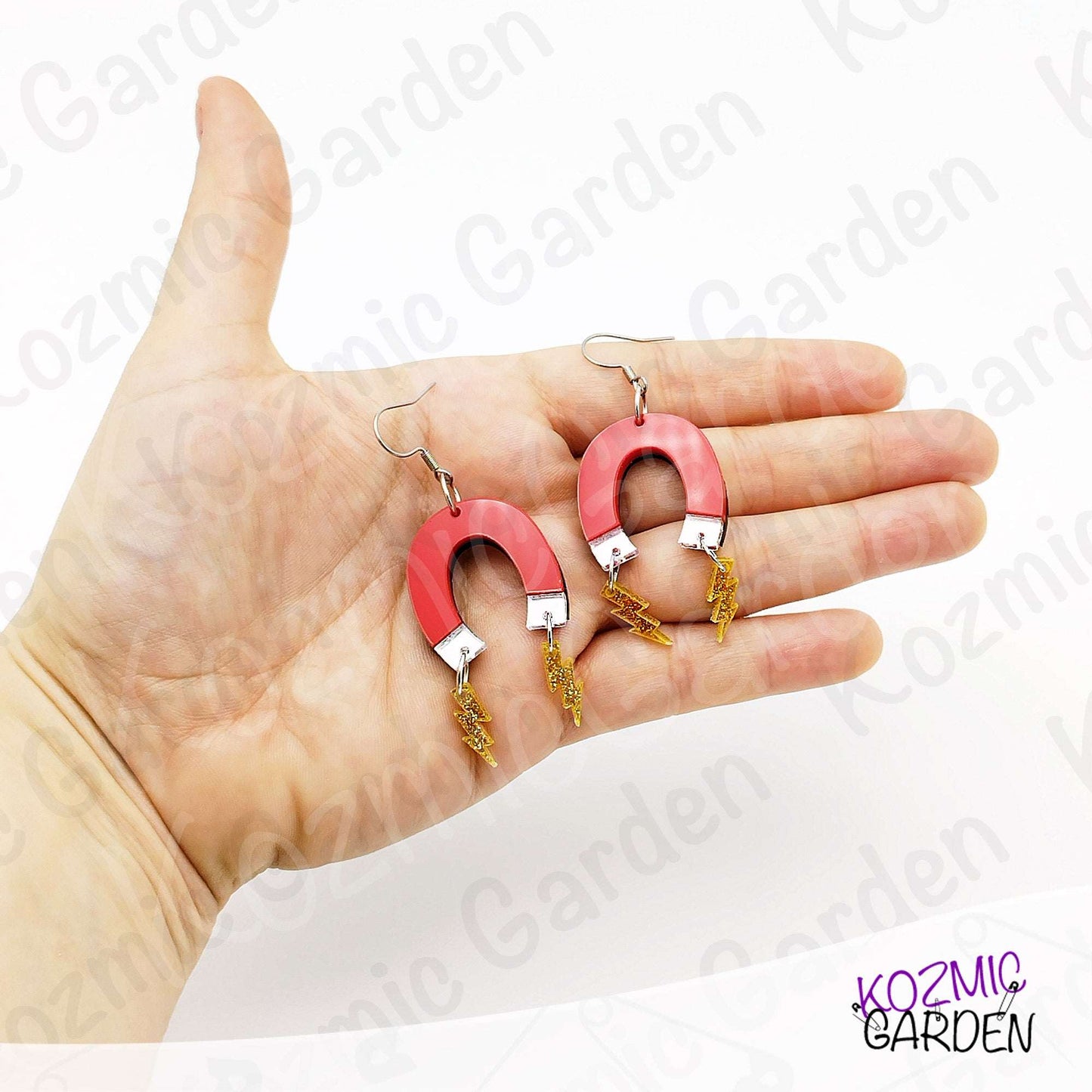 Red Magnet Earrings with Lightning Bolts | Let these earrings attract you!