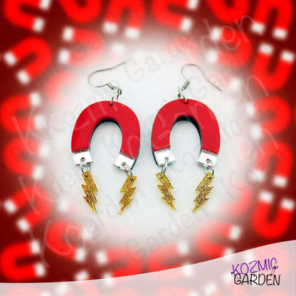 Red Magnet Earrings with Lightning Bolts | Let these earrings attract you!