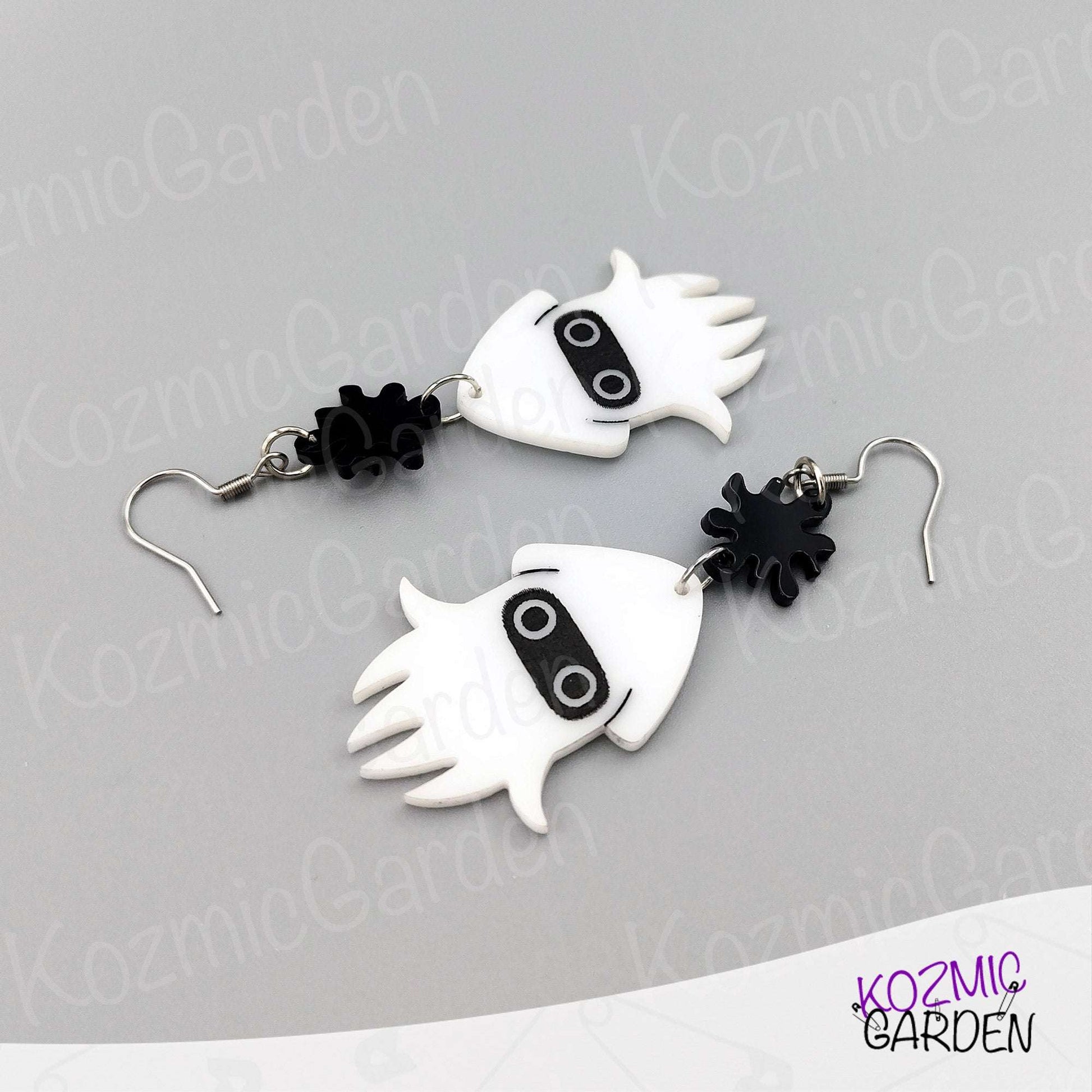 Blooper Alert! Ink Blot & Squid Earrings for Mario Kart Fans