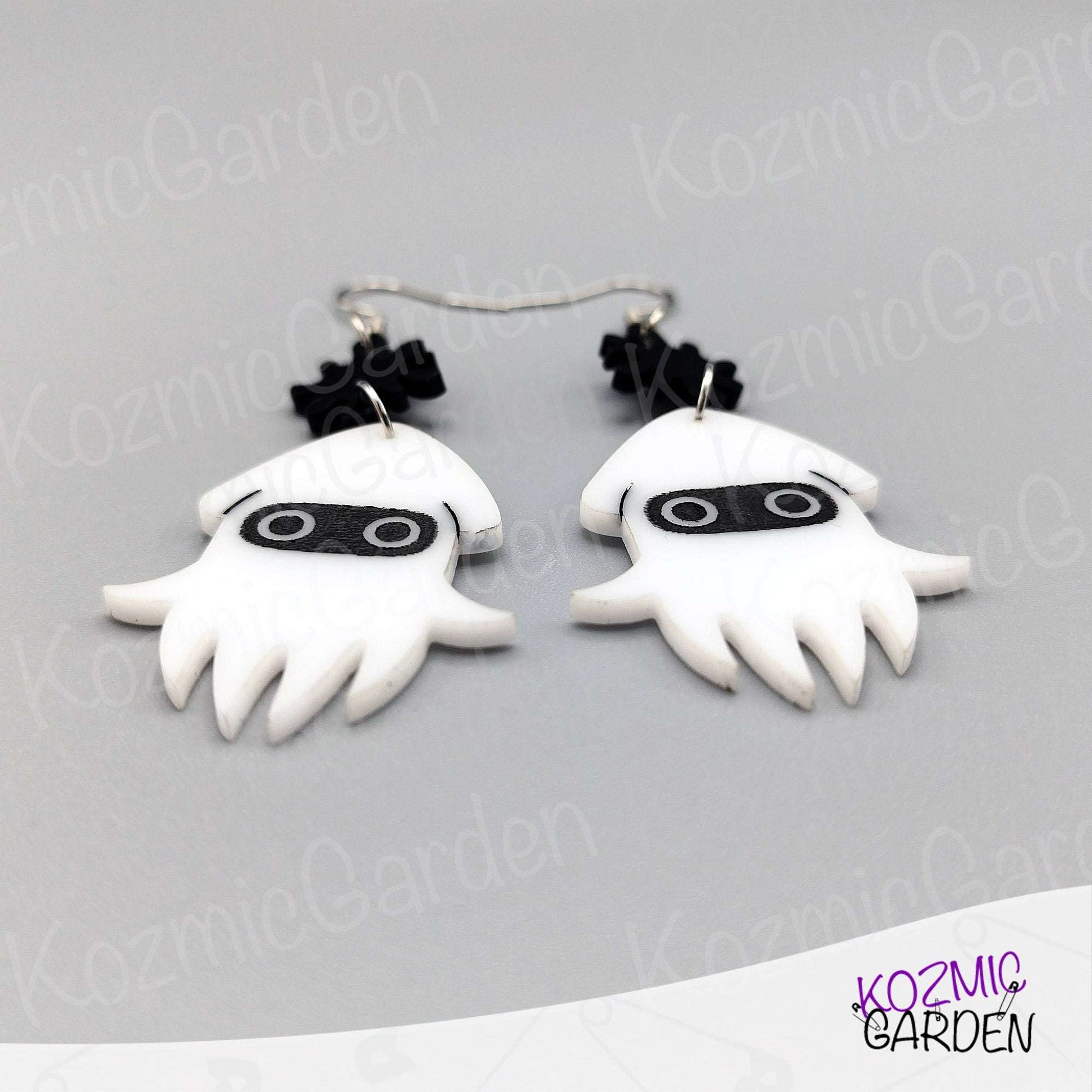 Blooper Alert! Ink Blot & Squid Earrings for Mario Kart Fans