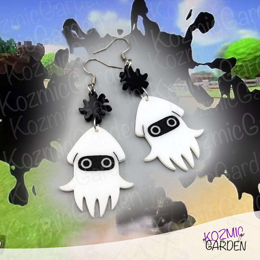 Blooper Alert! Ink Blot & Squid Earrings for Mario Kart Fans