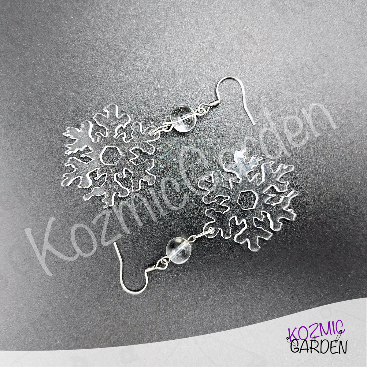 Melting Snowflake Earrings — Transparent & Iridescent Winter Acrylic Earrings