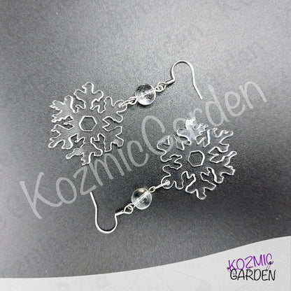 Melting Snowflake Earrings — Transparent & Iridescent Winter Acrylic Earrings